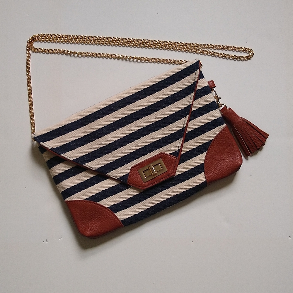 Nautical woven stripes crossbody summer purse bag